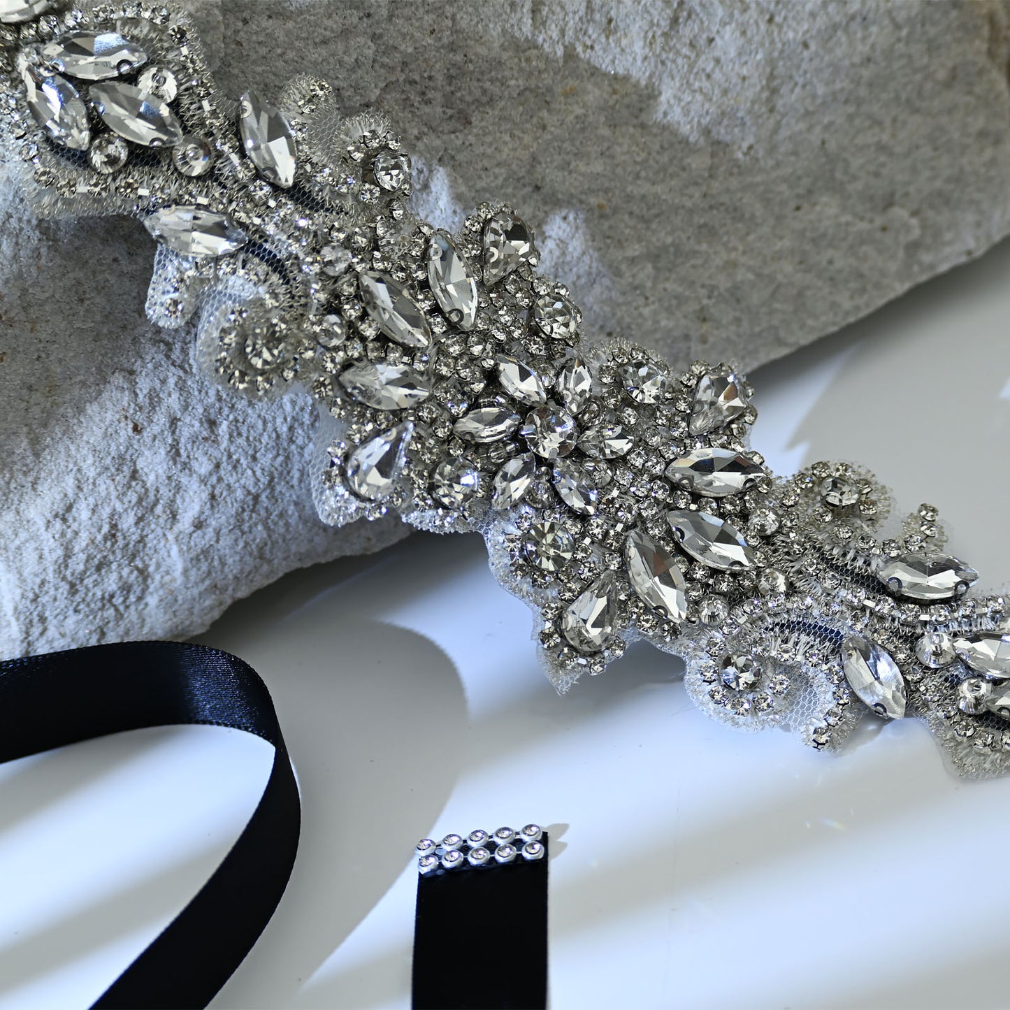 Bridella BS12 Ivory Rhinestone Belt