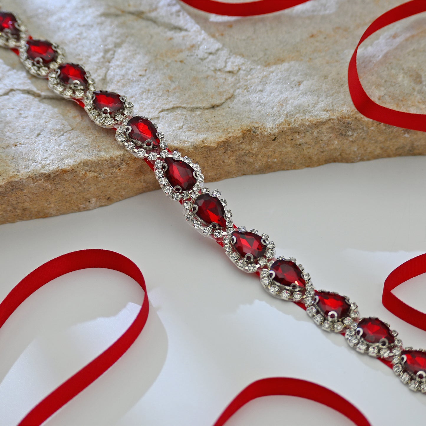 Bridella BS190R-Wine Red Wine Rhinestone Belt