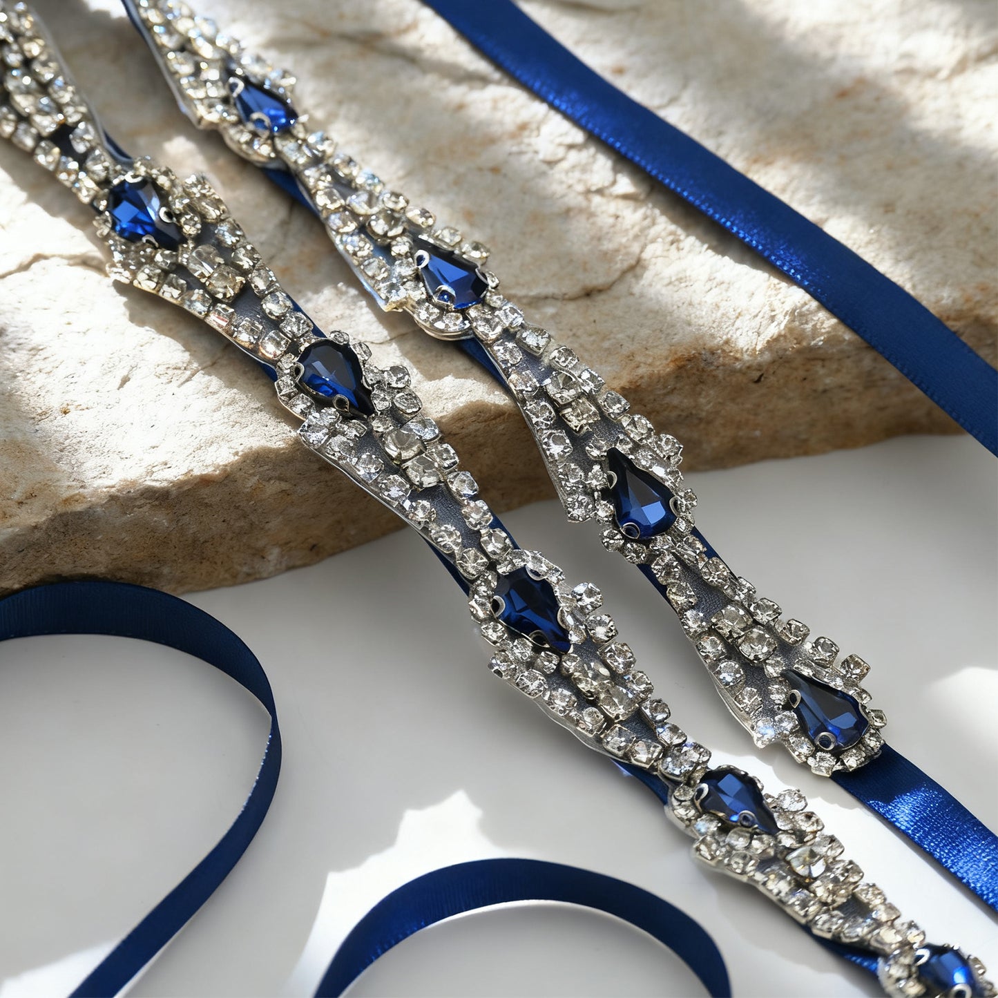 Bridella BS31ML Navy Rhinestone Belt