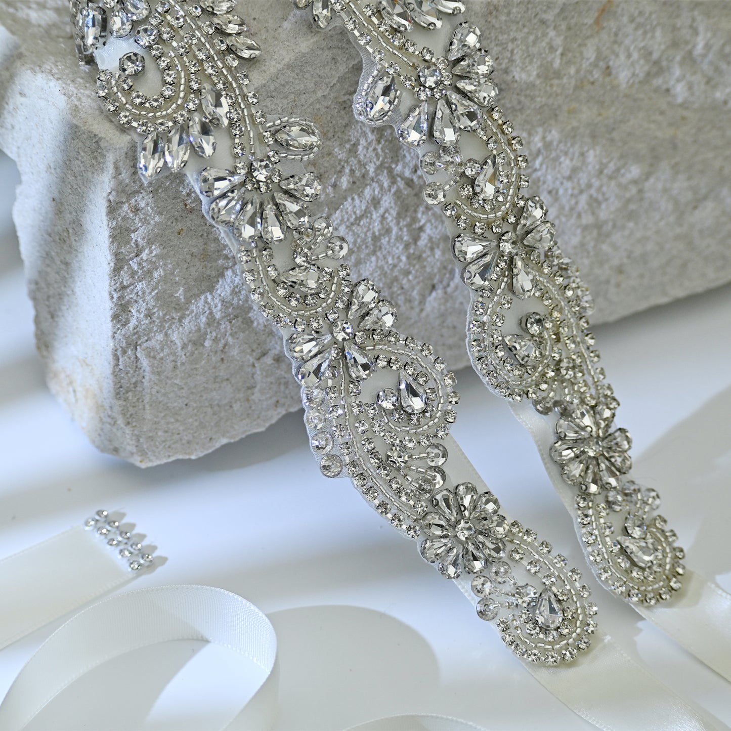 Bridella BS106 Ivory Rhinestone Belt