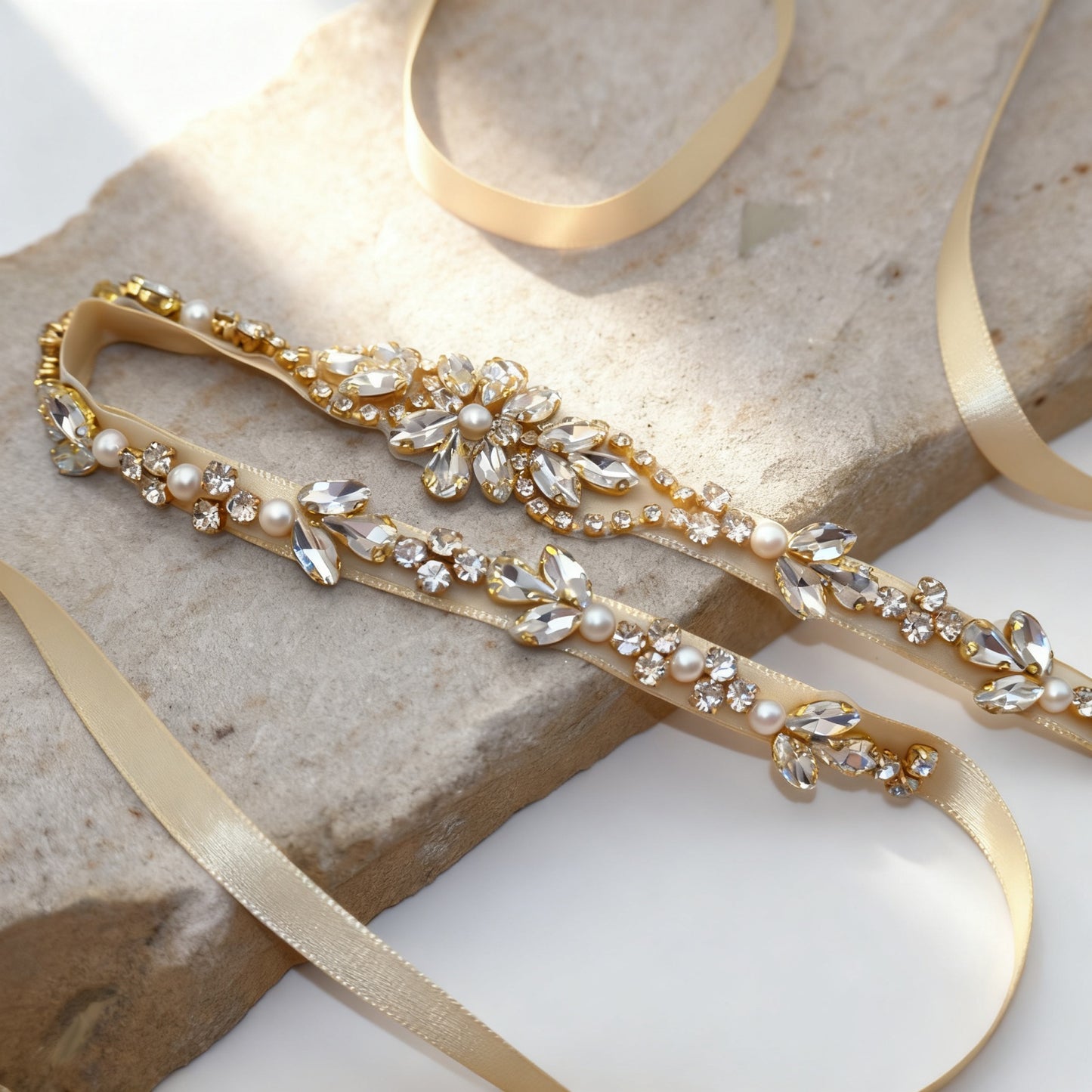 Bridella BS09G Gold Rhinestone & Pearl Accessory