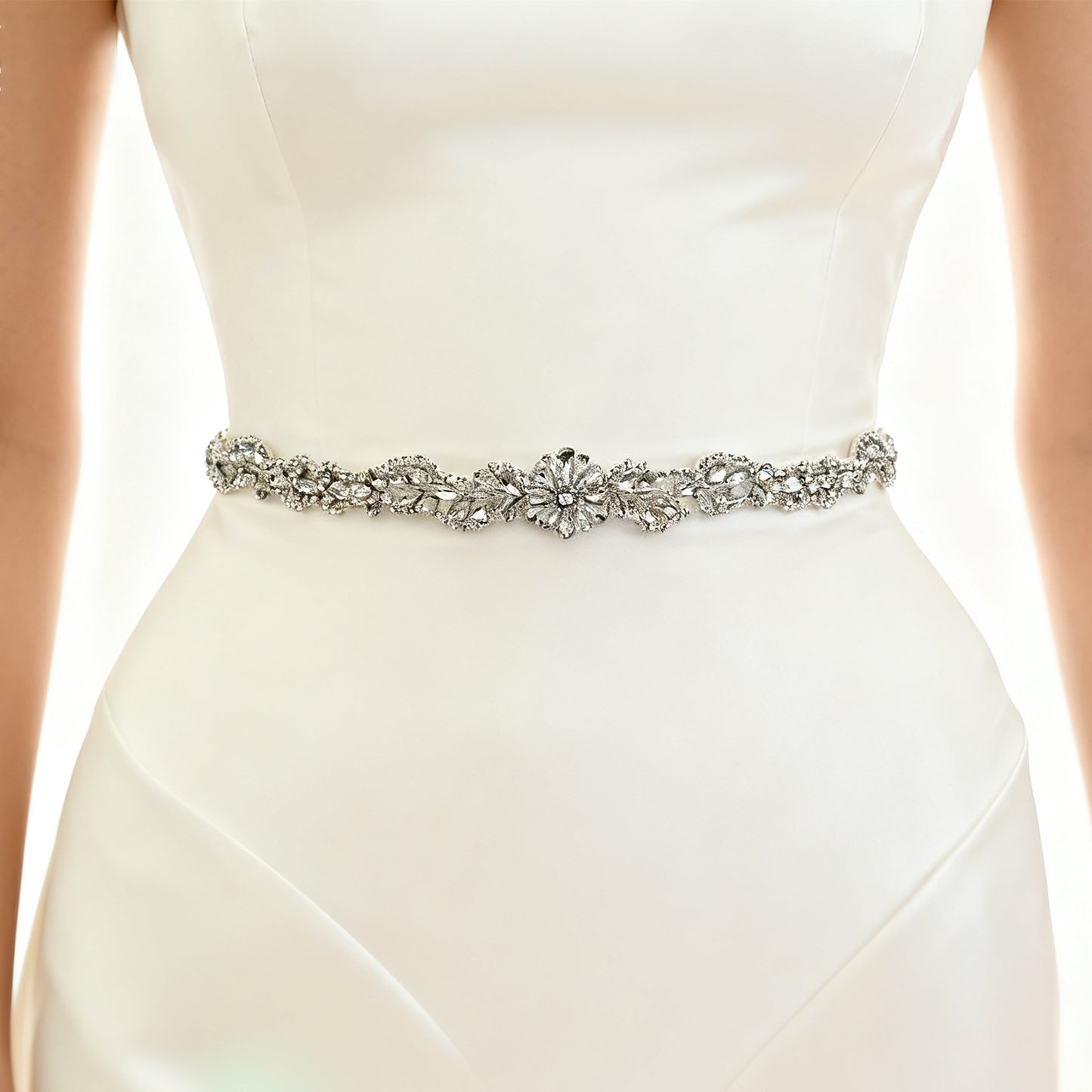 Bridella BS32 Off White Rhinestone Belt