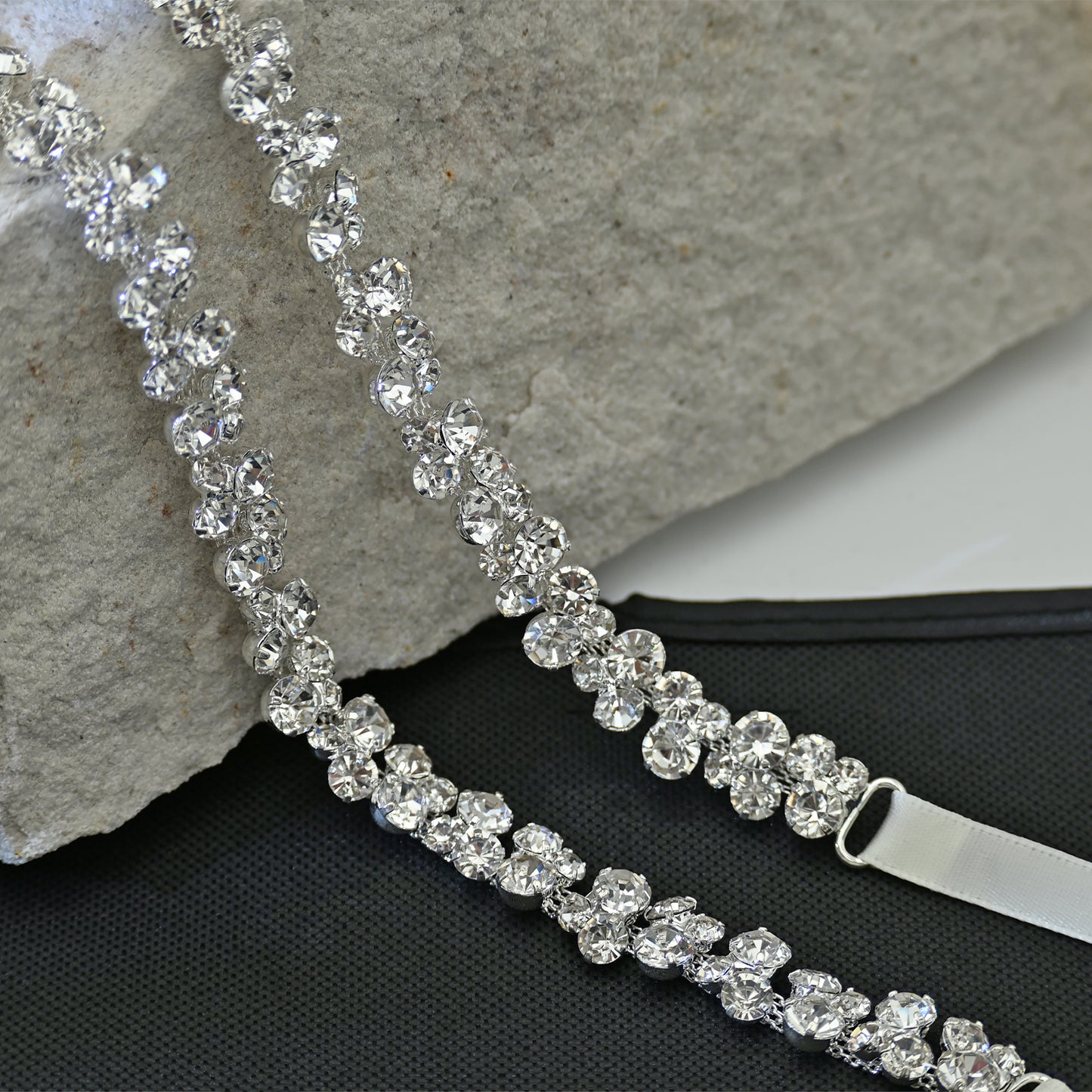 Bridella BS308 Silver Rhinestone Chain Belt