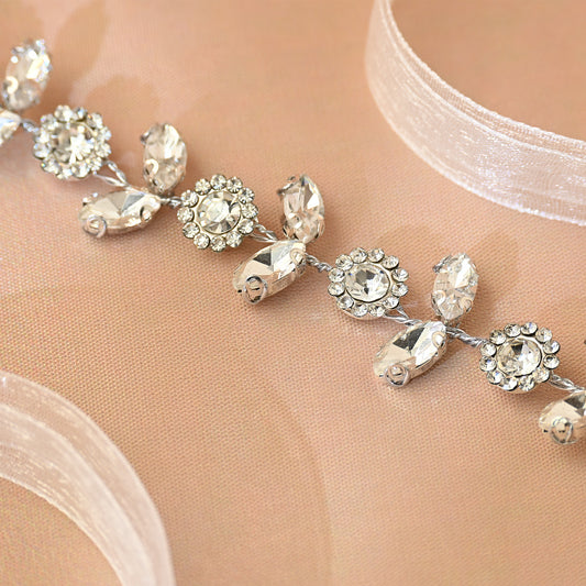 Silver Rhinestone Bridal Crown Tiara for Wedding - Bridella BHP309-S