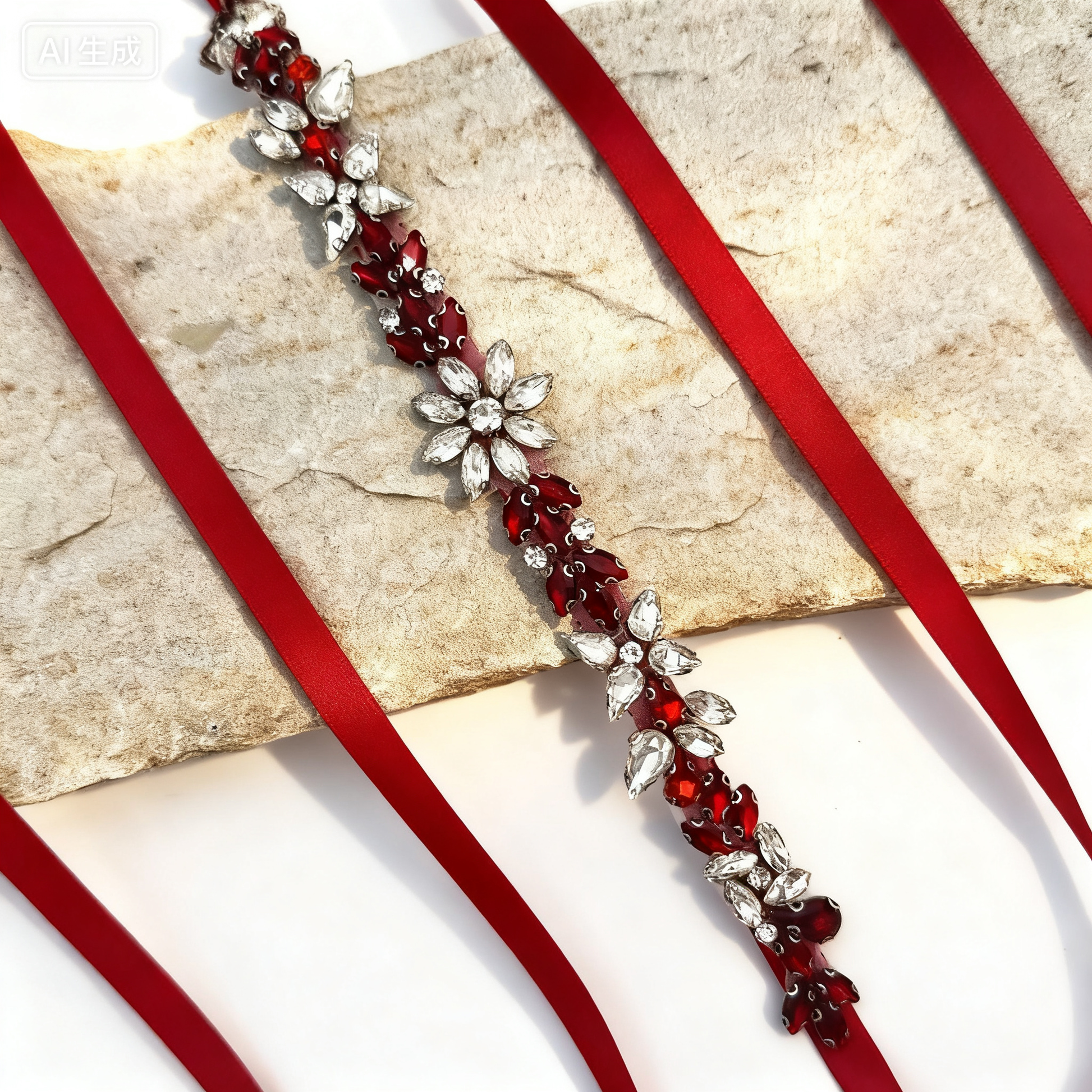 BS174R burgundy rhinestone belt