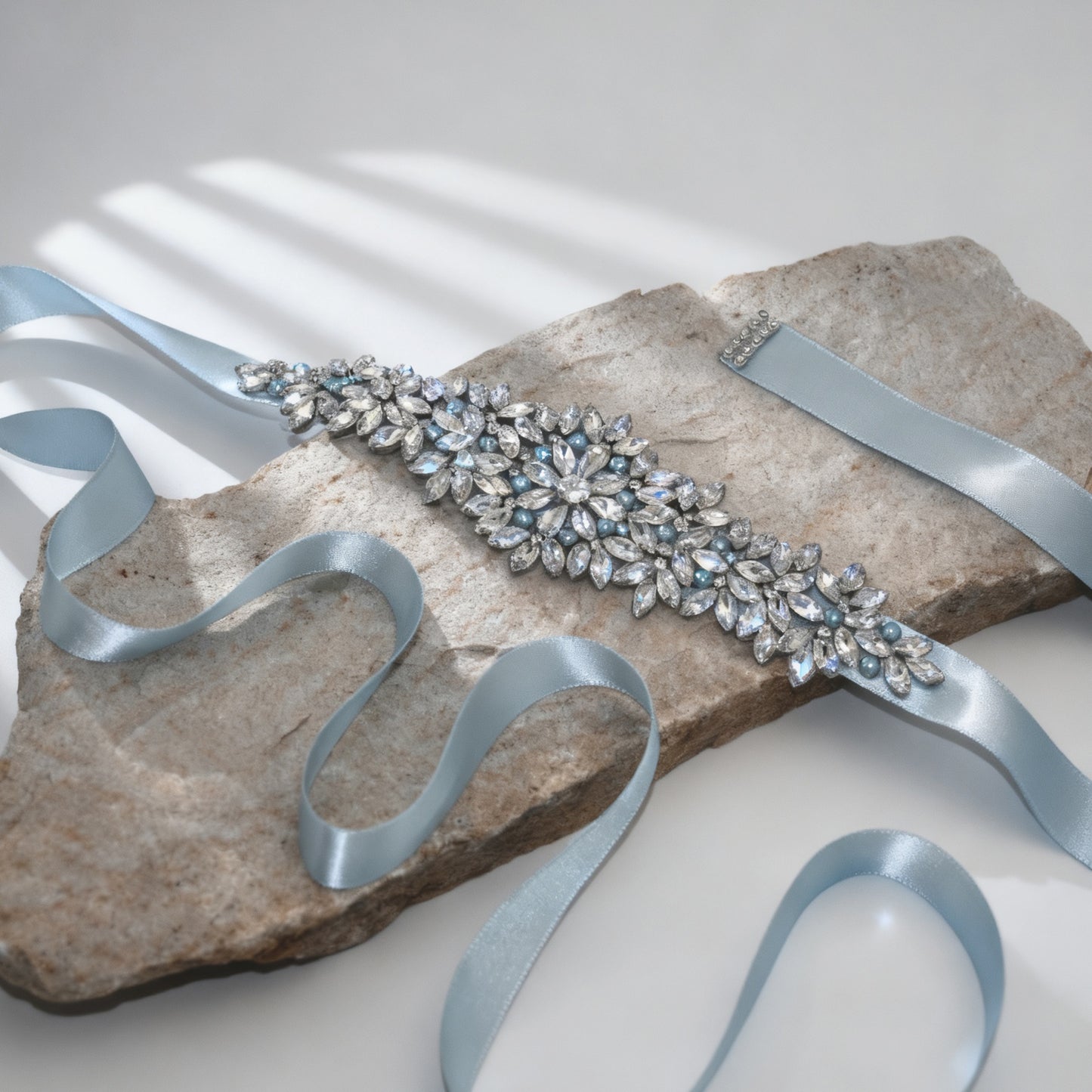 Bridella BS121 Light Blue Rhinestone & Pearl Accessory