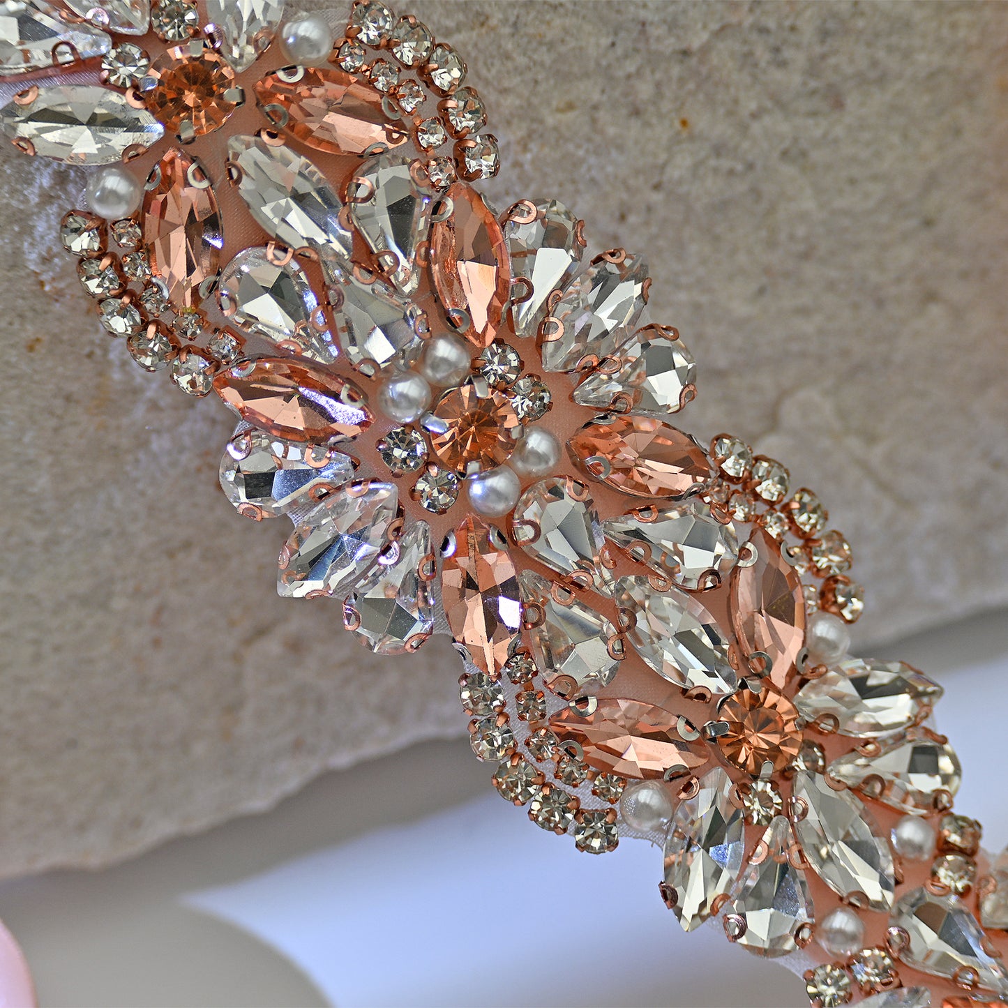 Bridella BS423 Rose Gold Rhinestone Belt