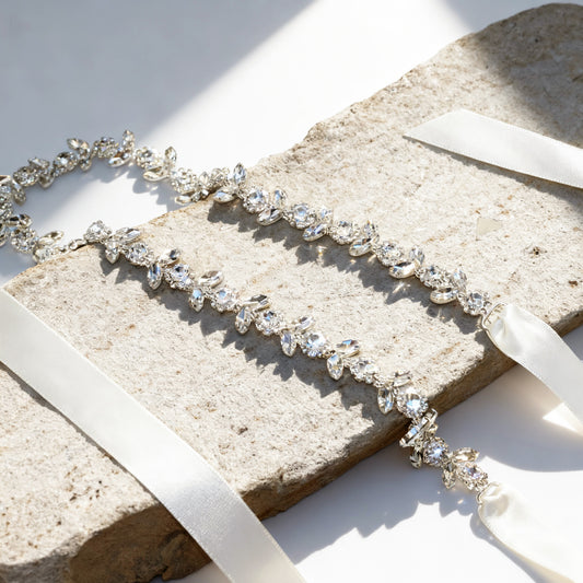 Off White Rhinestone Bridal Belt Wedding Sash – Bridella BS440