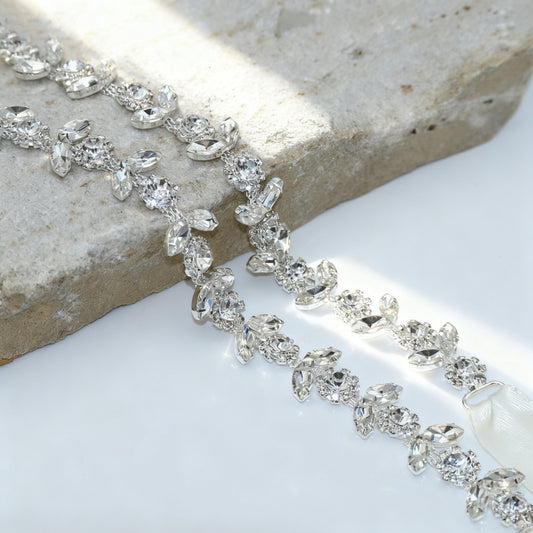 Bridella BS440 Off White Rhinestone Belt