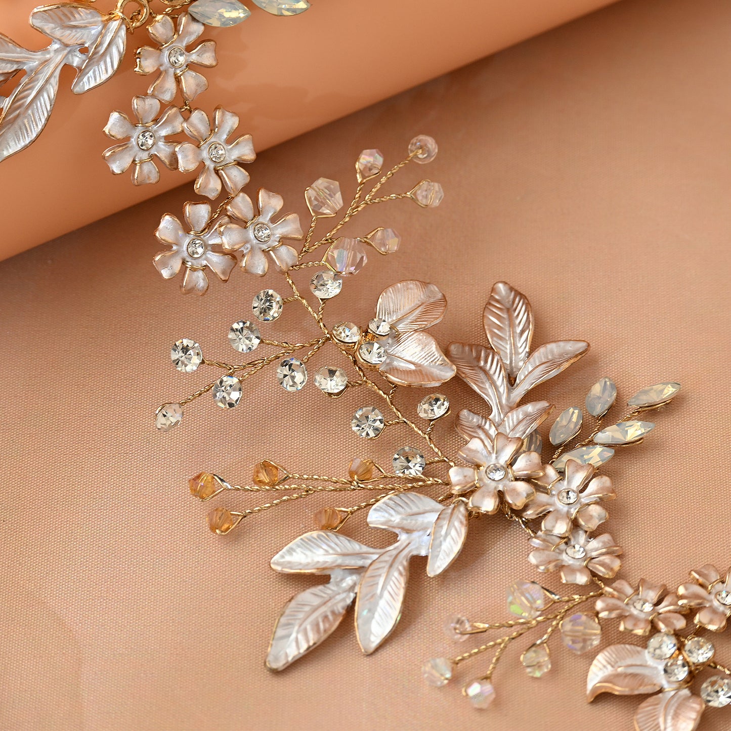 Bridella BHP278-G Gold Rhinestone & Pearl Headband