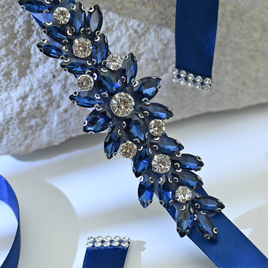 Bridella BS243ML-Navy Blue Blue Rhinestone Belt