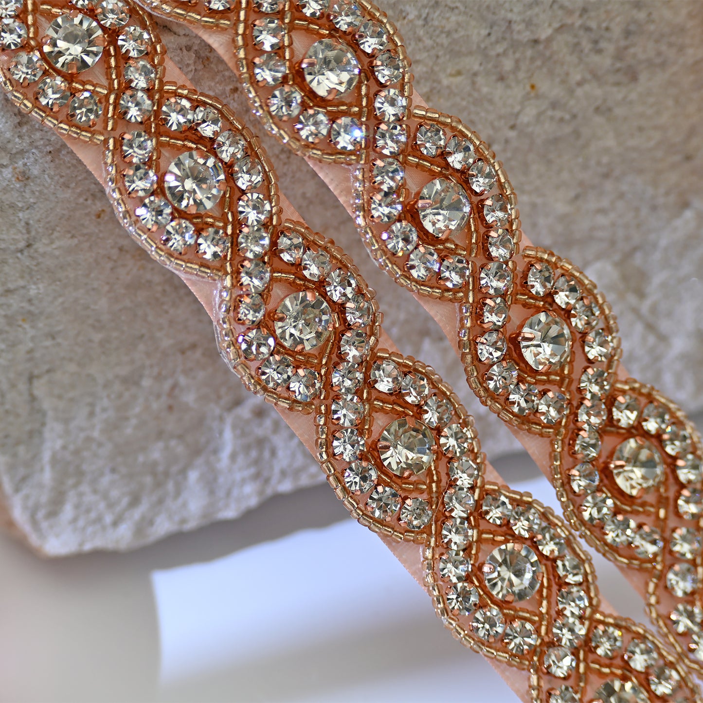 Bridella BS28RG Rose Gold Rhinestone Belt