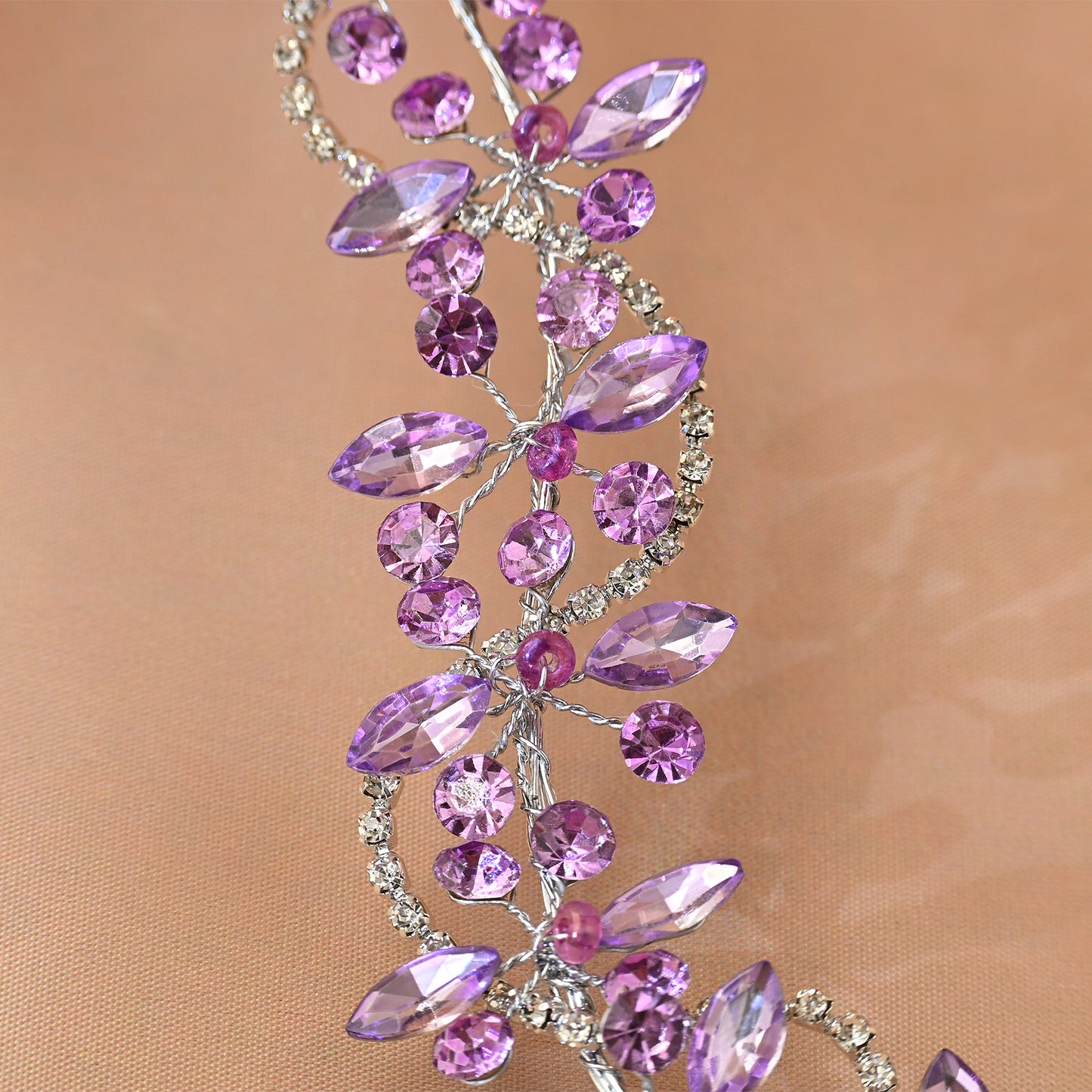 Bridella BHP266-Violet Ivory Rhinestone Headband
