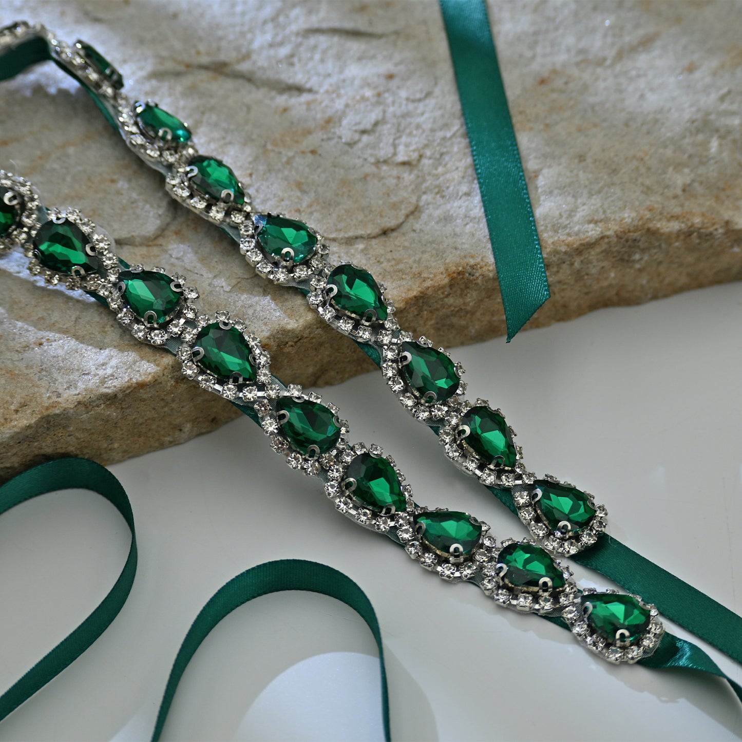 Bridella BS190KL-Green Green Rhinestone Belt
