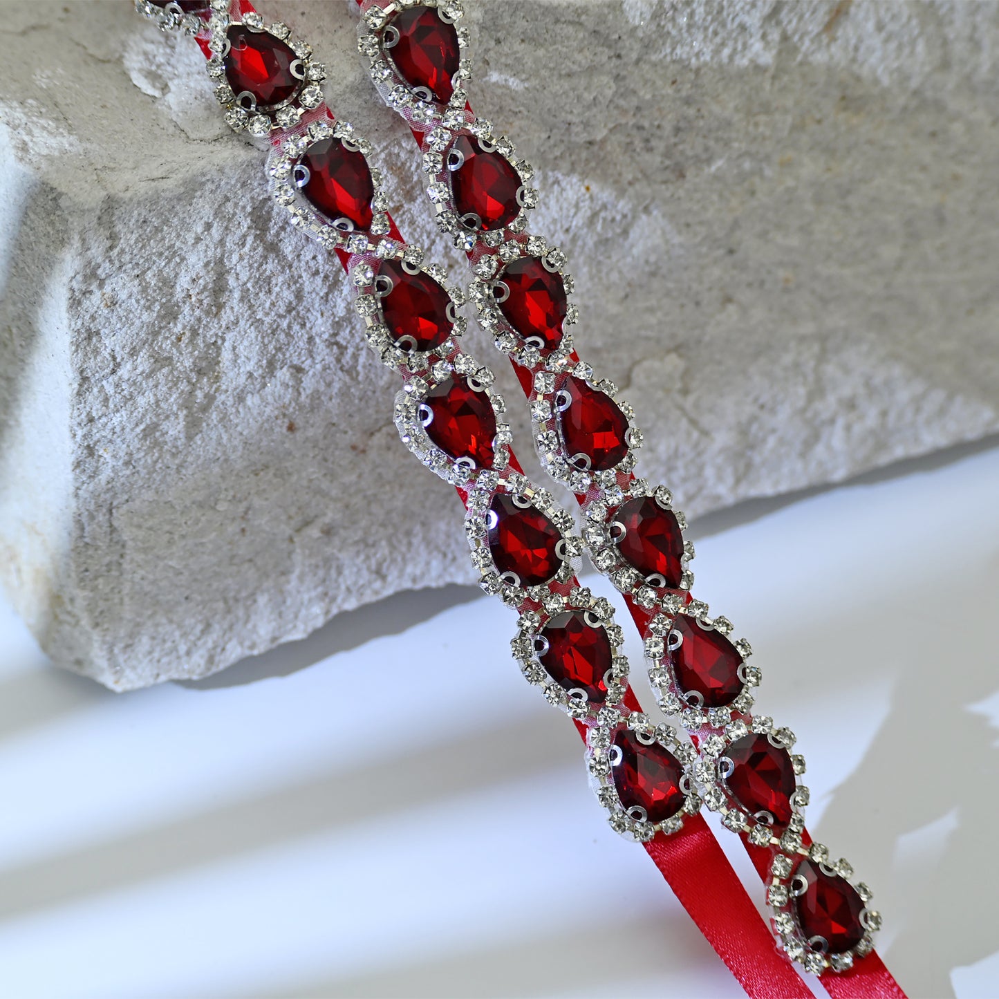 Bridella BS190R-Wine Red Wine Rhinestone Belt