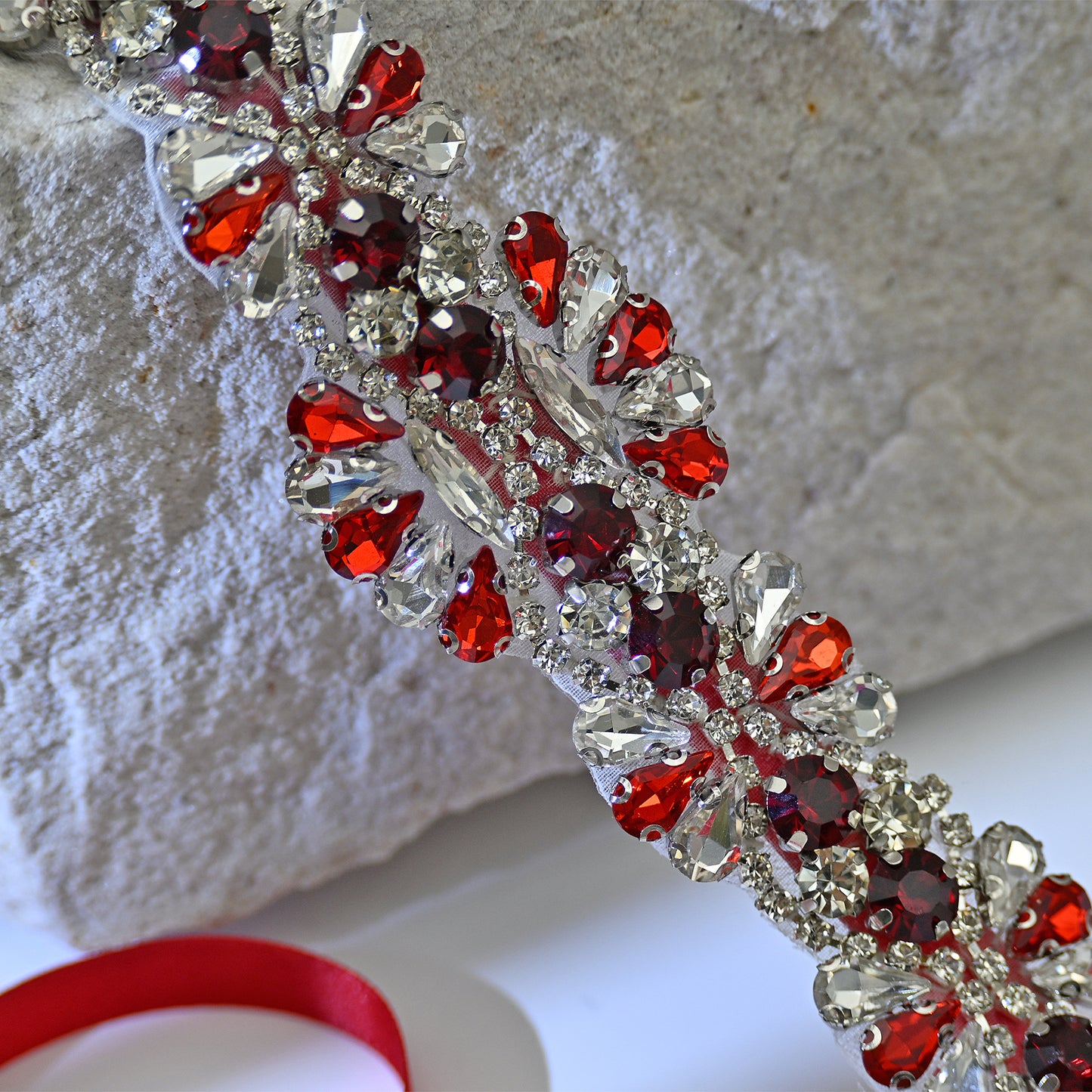 Bridella BS165R Red Rhinestone Belt