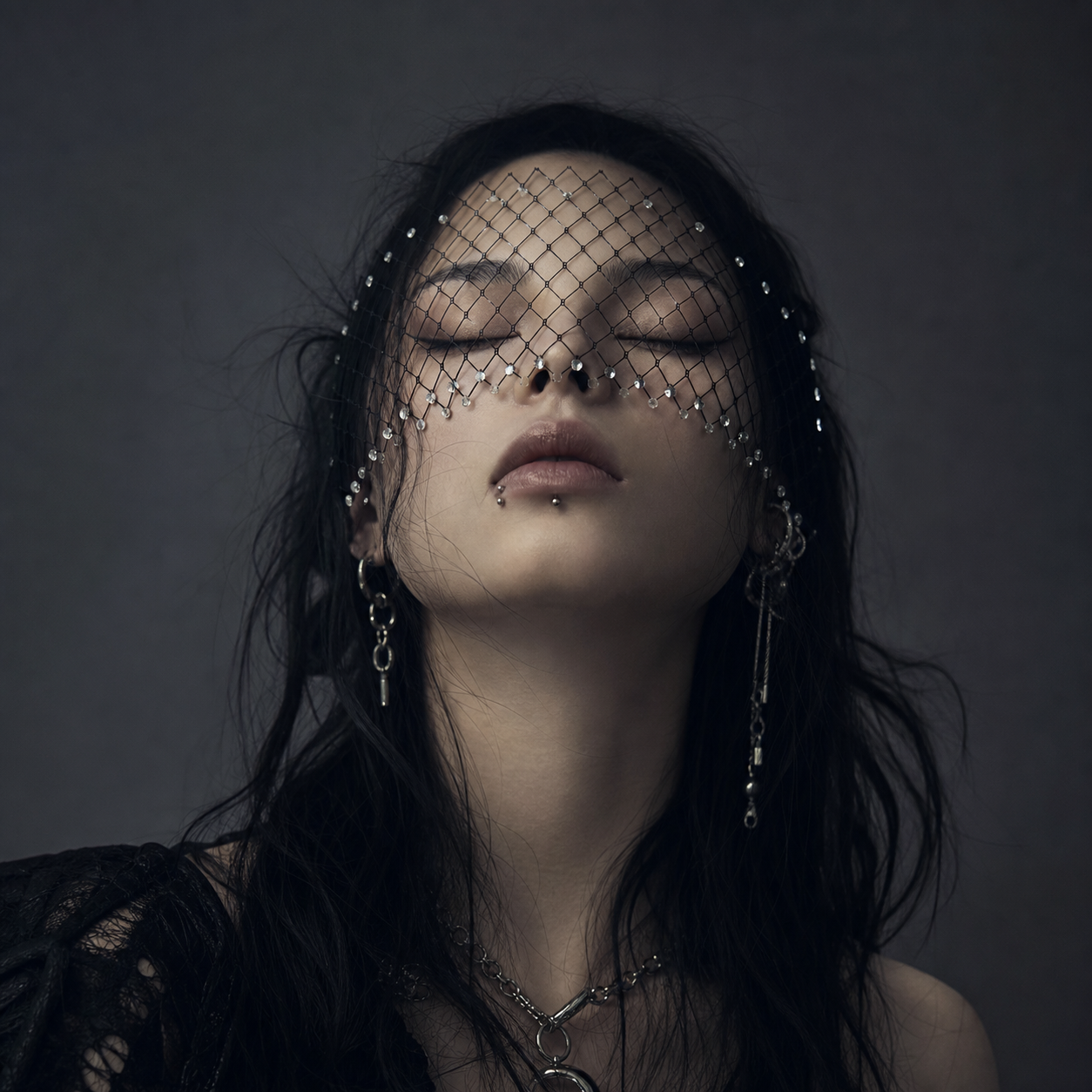 Black Birdcage Bridal Veil Rhinestone Wedding Veil - Bridella BVA29-B
