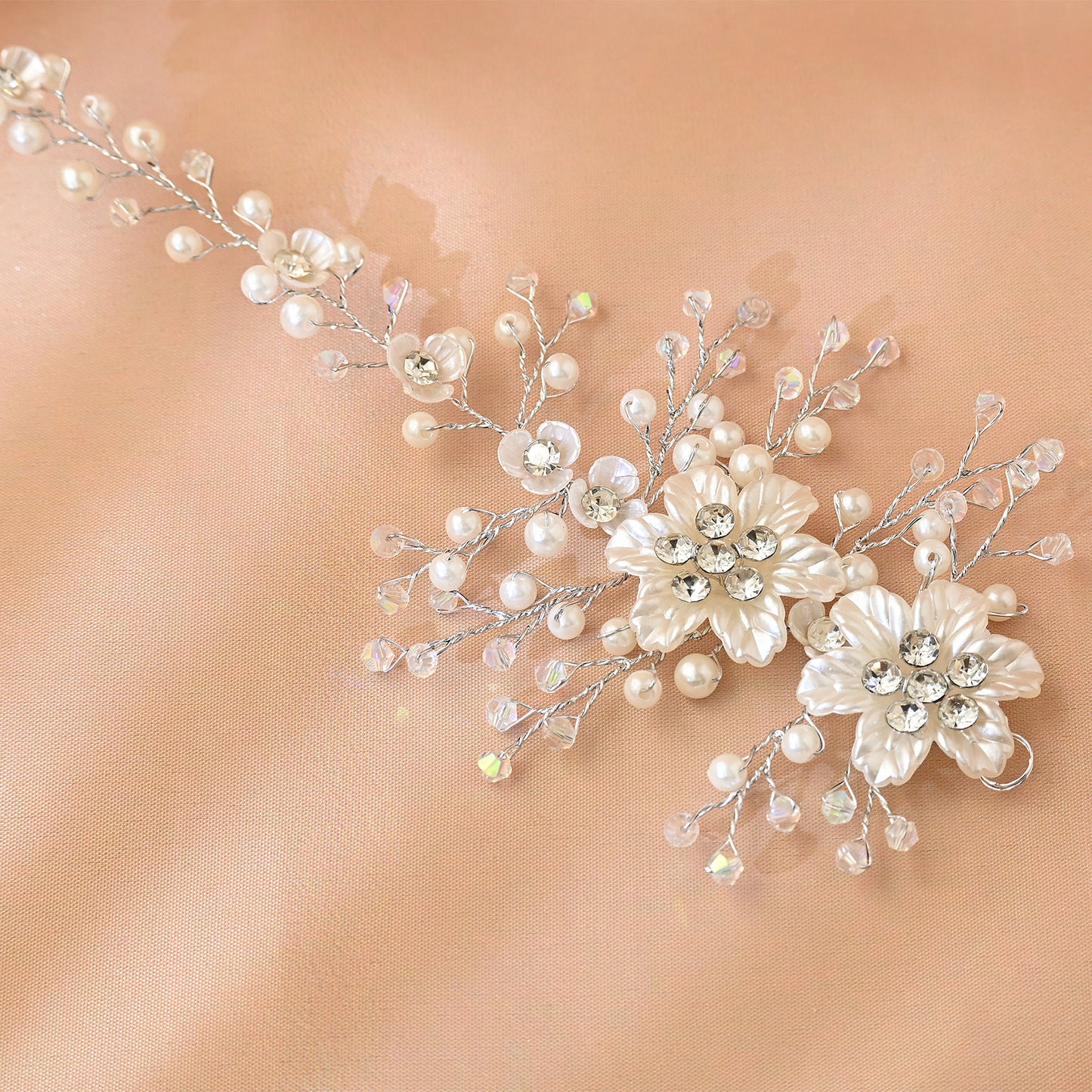 Bridella BHP295-S Silver Pearl & Crystal Headwear