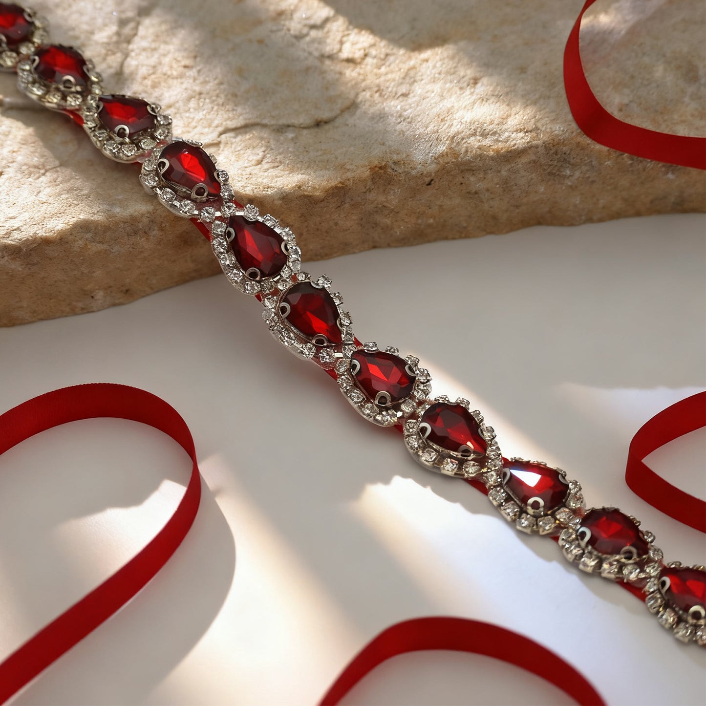 Bridella BS190R-Wine Red Wine Rhinestone Belt