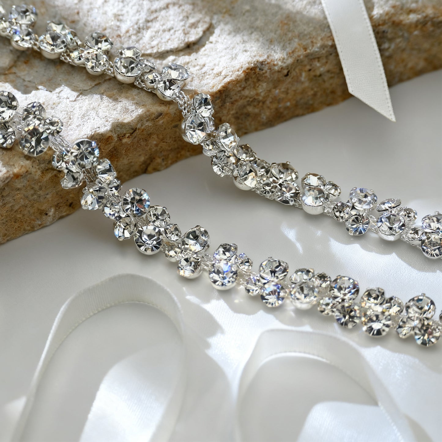 Bridella BS308 Silver Rhinestone Chain Belt
