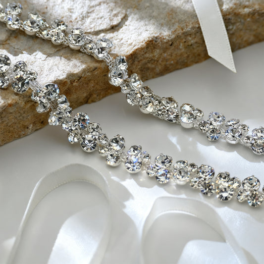 Bridella BS308 Silver Rhinestone Chain Belt