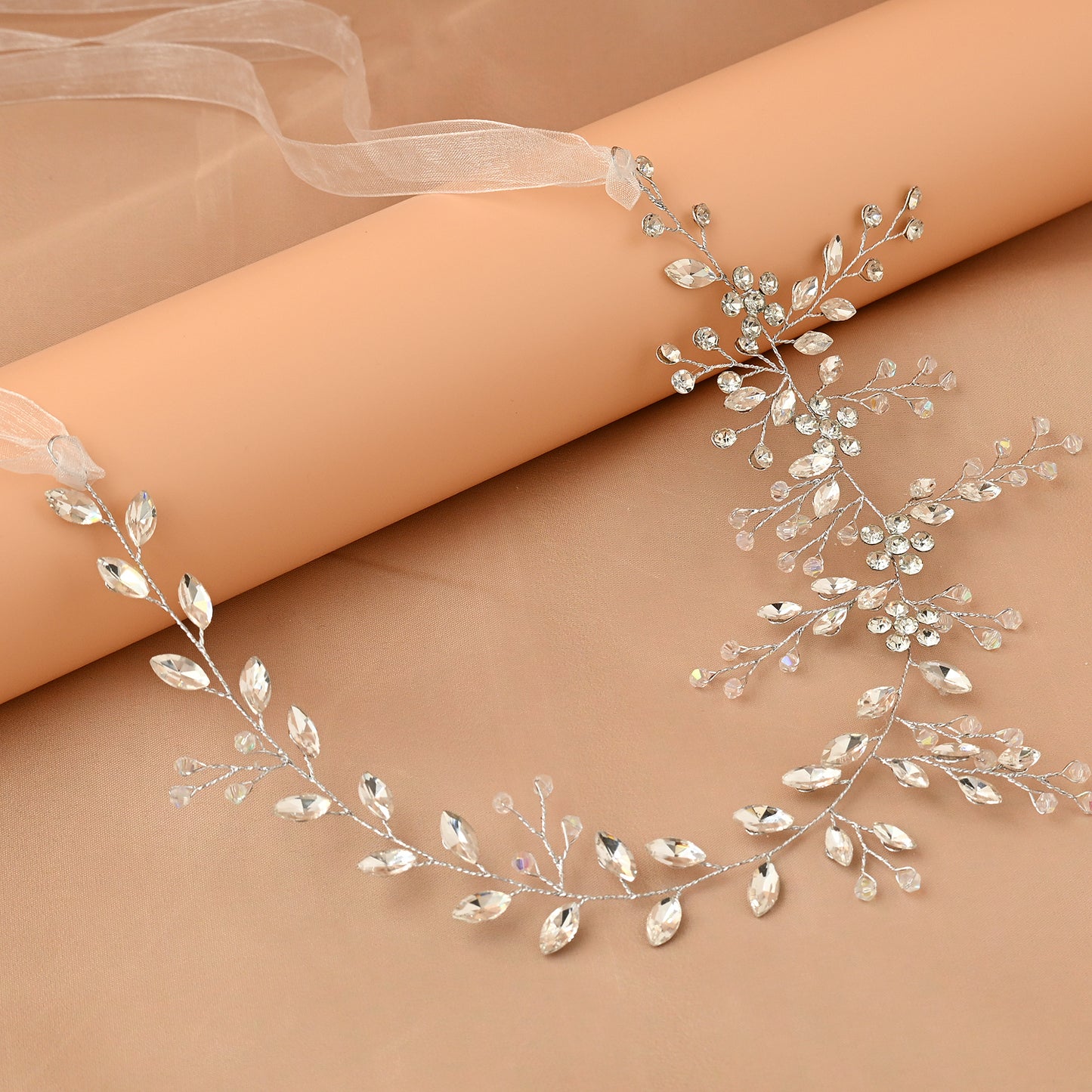 Bridella BHP65-S Silver Rhinestone & Crystal Headband