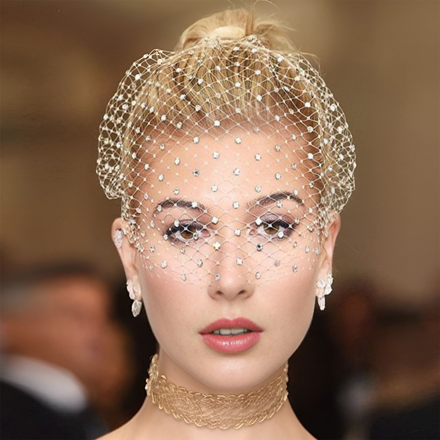 Sparkling Rhinestone Birdcage Bridal Veil Wedding - Bridella BMA16-M
