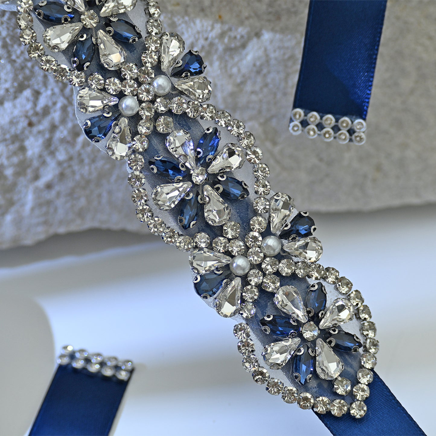 Bridella BS453ML Navy Rhinestone Belt