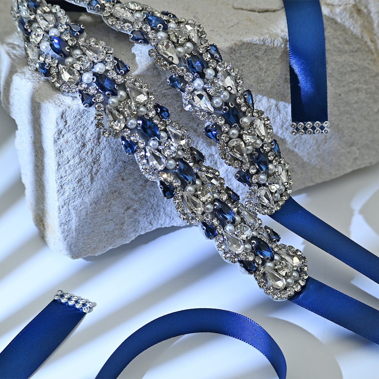 Bridella BS466ML Navy Rhinestone Belt