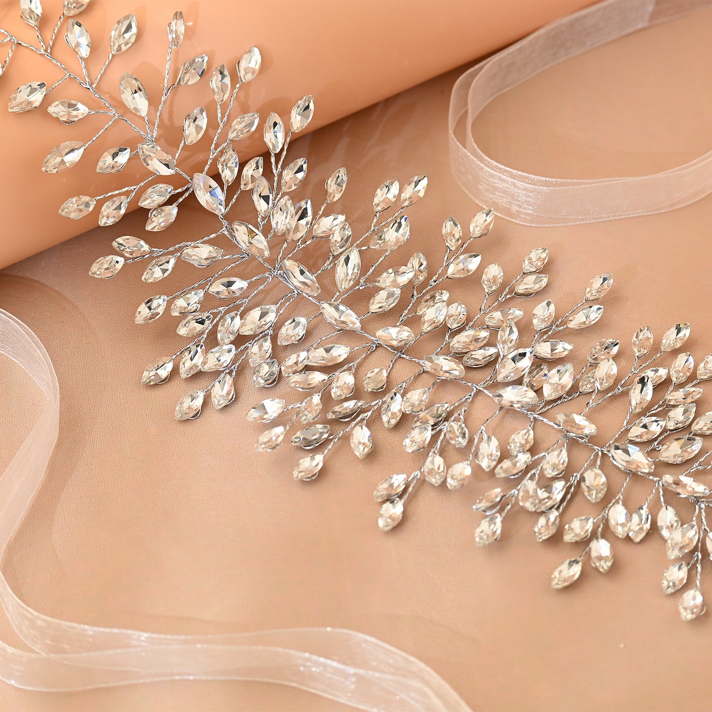 Bridella BHP237-S Sliver Rhinestone Headband