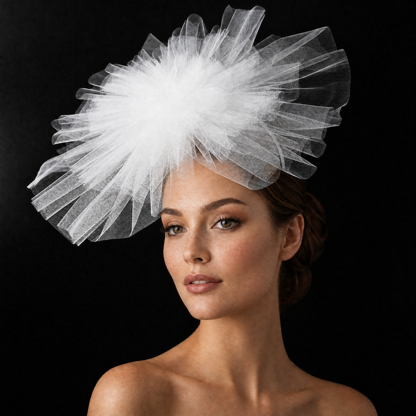 Floral Bridal Blusher Veil Multi Layer Wedding Headband Short Veil White - Bridella BMA01-I
