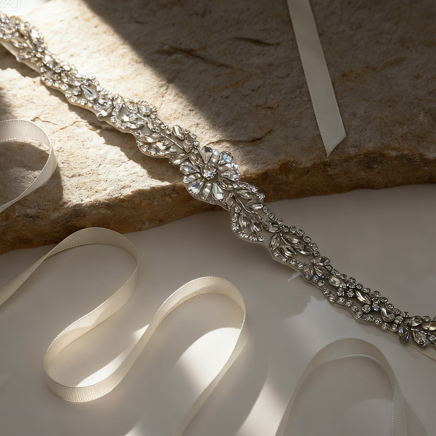 Bridella BS32 Off White Rhinestone Belt