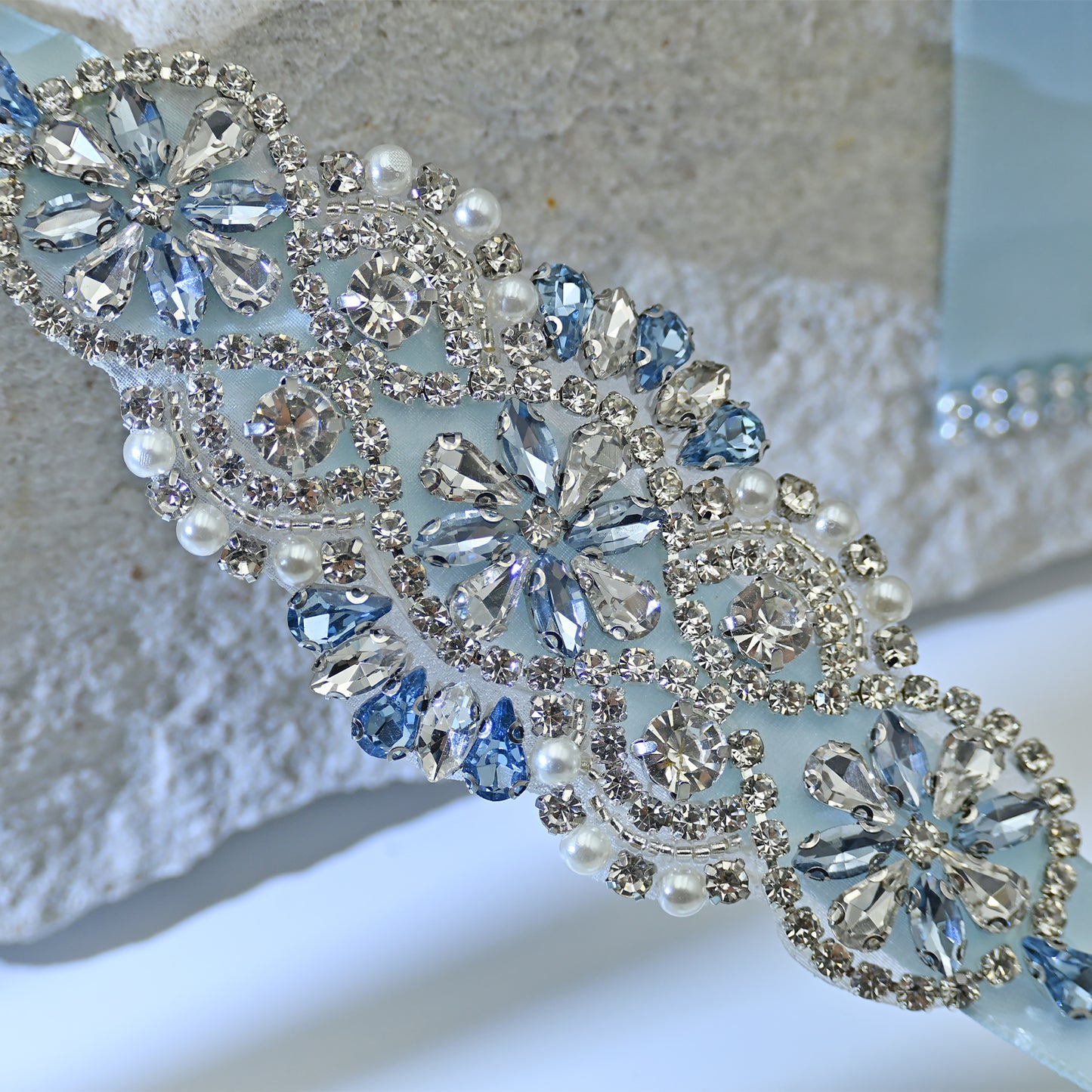 Bridella BS76QL Baby Blue Rhinestone Belt