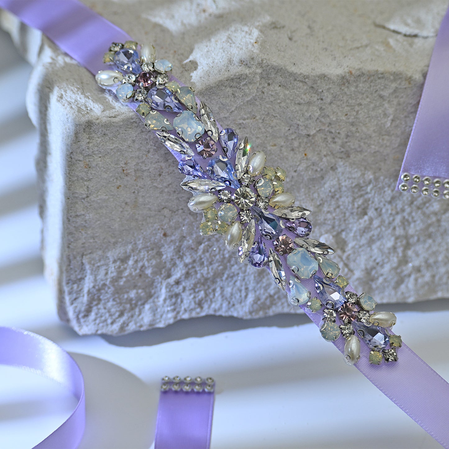 Bridella BS451L Lavender Rhinestone Belt