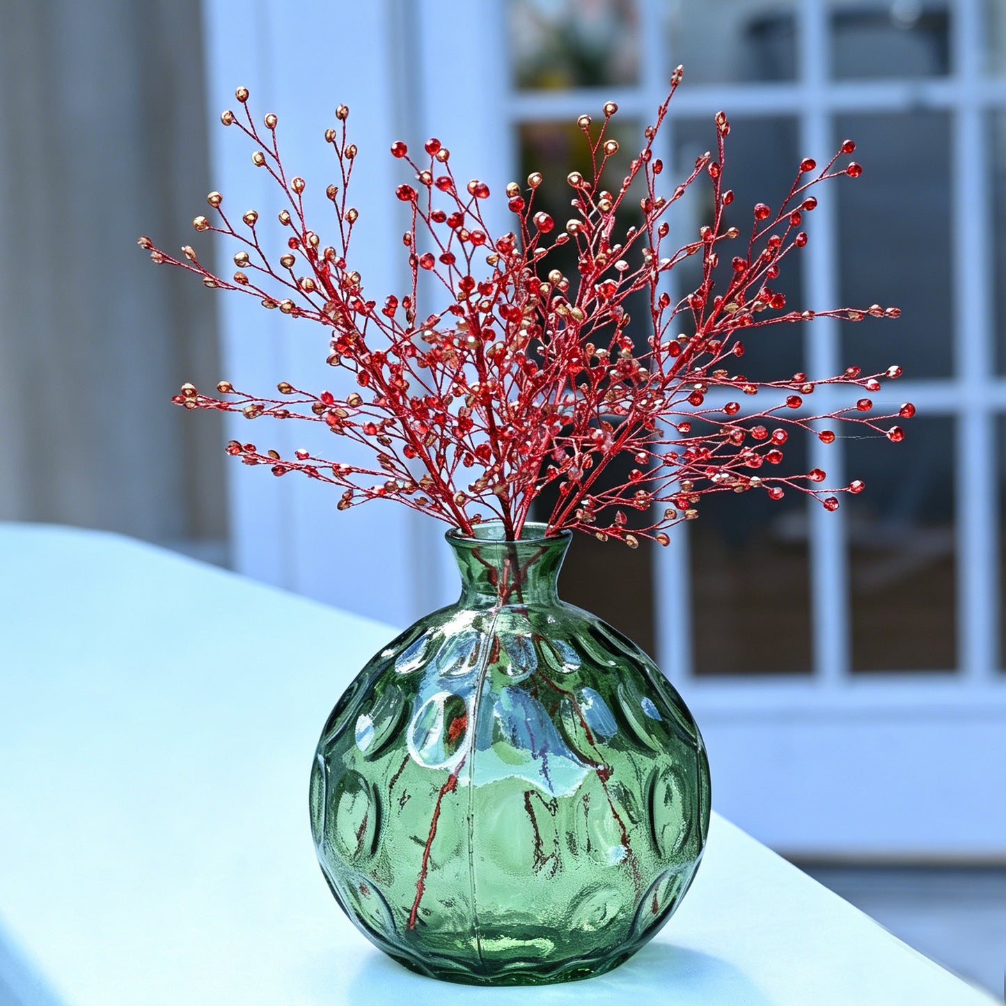 Handmade Crystal Bead Artificial Berry Branches, Multi-Color Rhinestone Wire Floral Picks k112