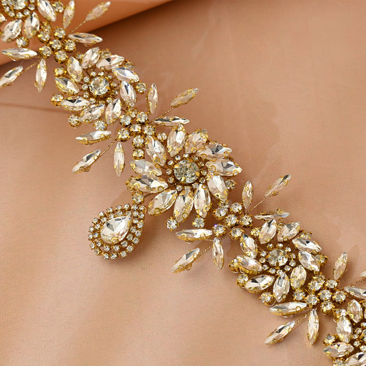 Gold Rhinestone Bridal Headpiece Crown for Wedding - Bridella BHP440-G