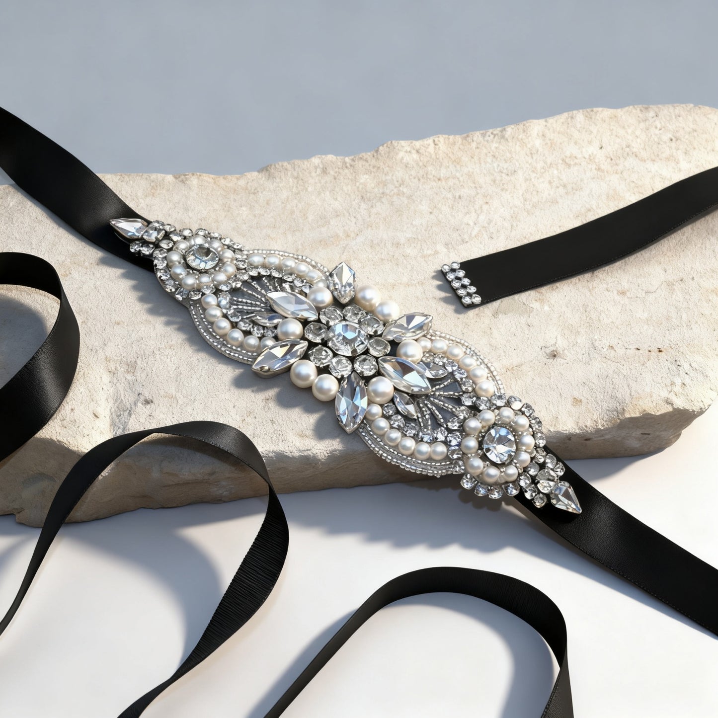 Bridella BS159 Black Rhinestone Belt