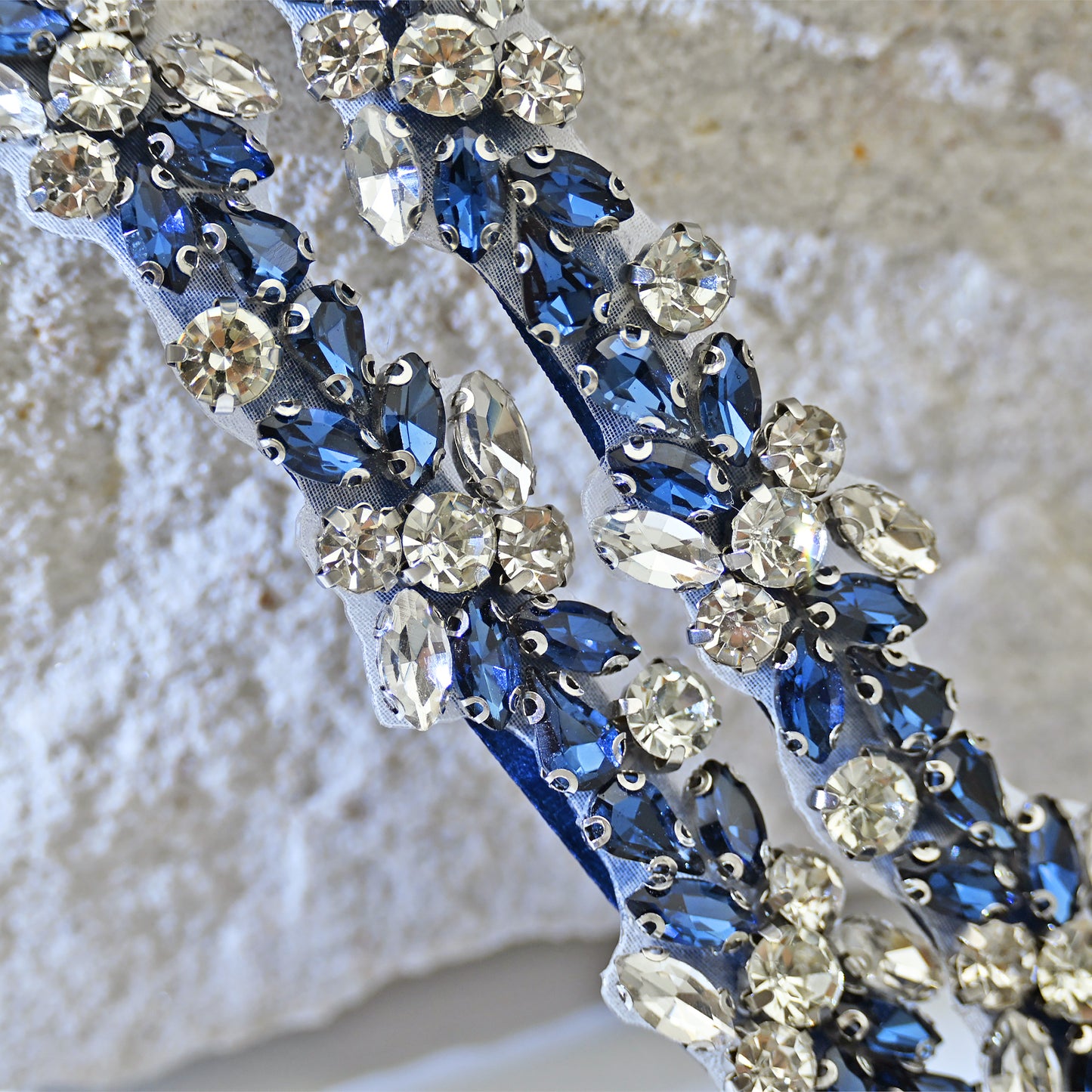 Navy Rhinestone Bridal Dress Belt for Wedding - Bridella BS437ML