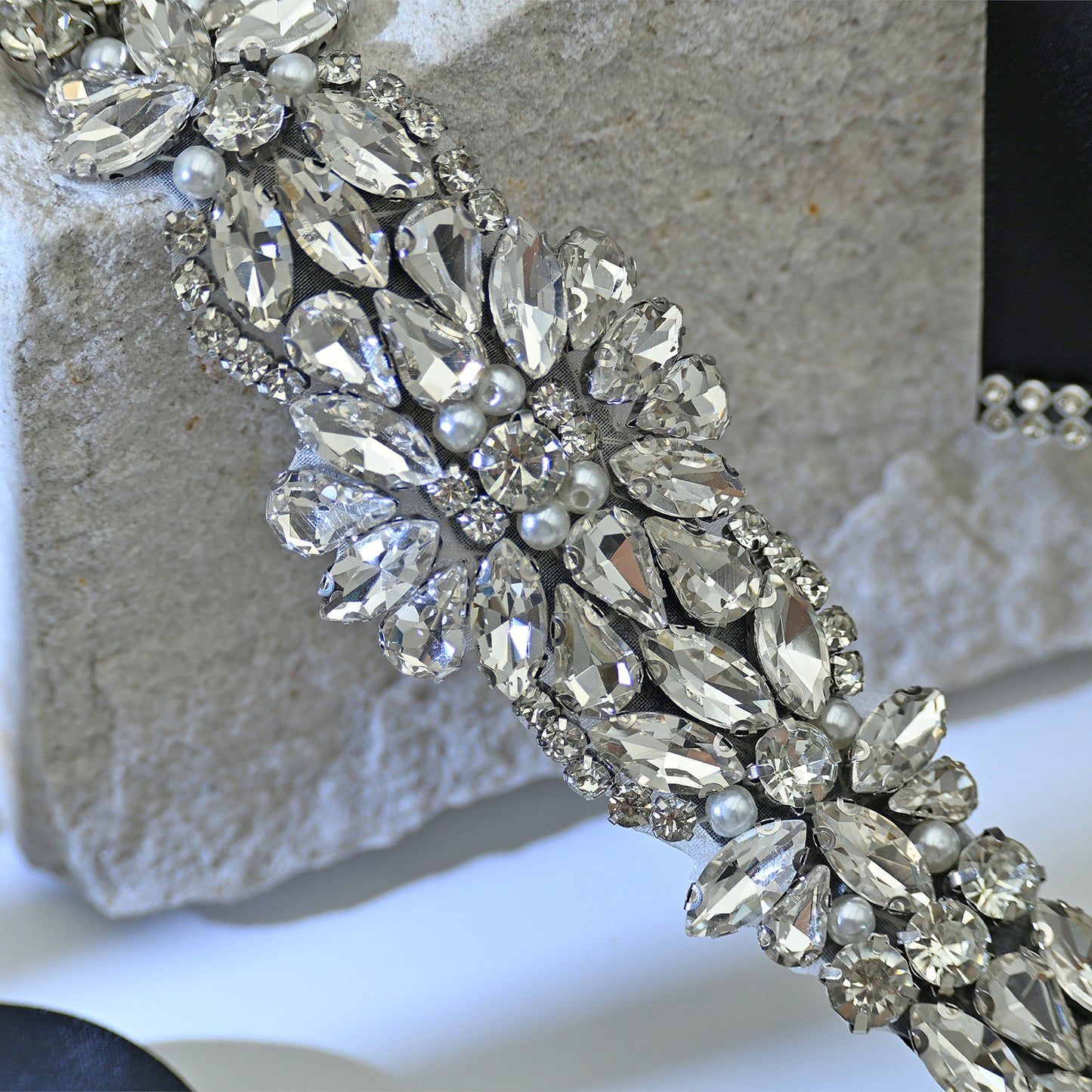 Bridella BS407 Black Rhinestone Belt