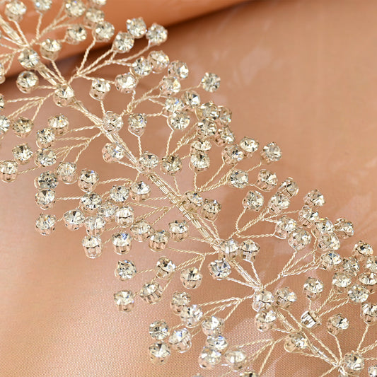 Crystal Vine Bridal Headband – Handmade Rhinestone Wedding Hair Accessory - Bridella BHP412