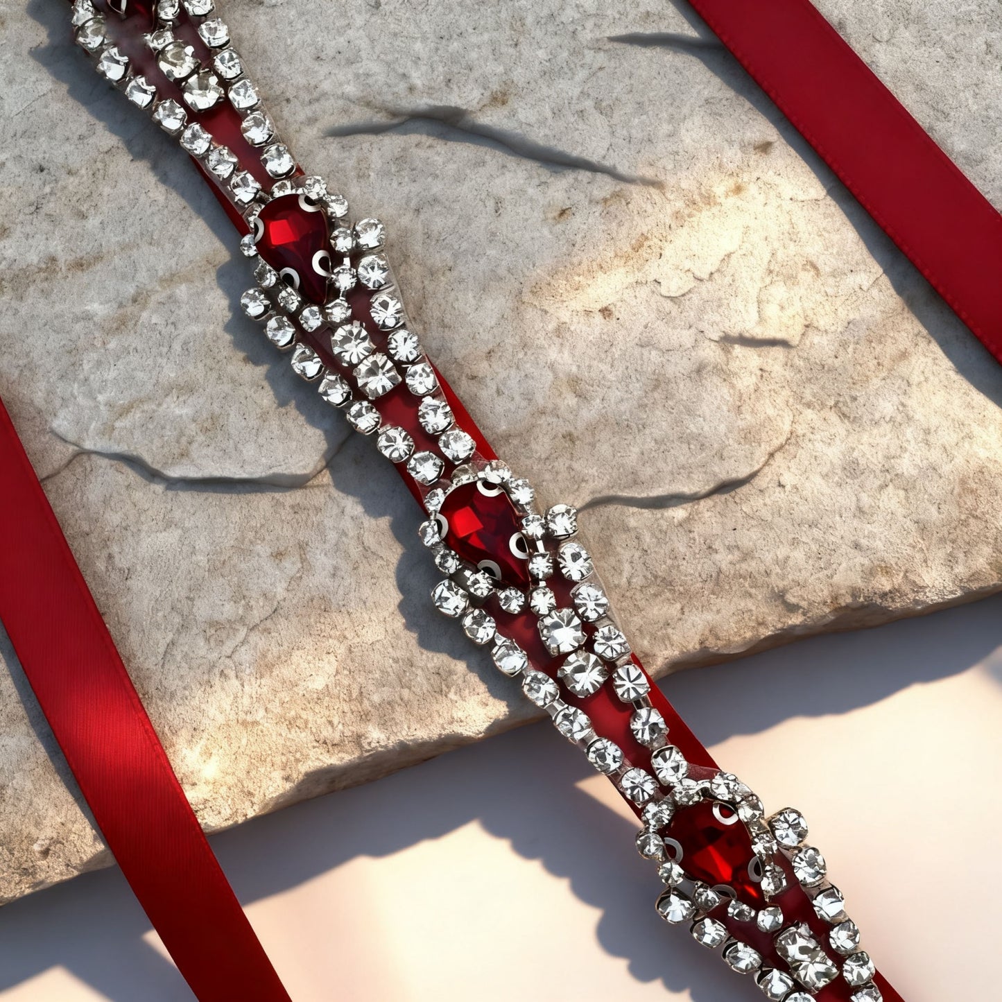 Red Rhinestone Belt - Bridella BS31R