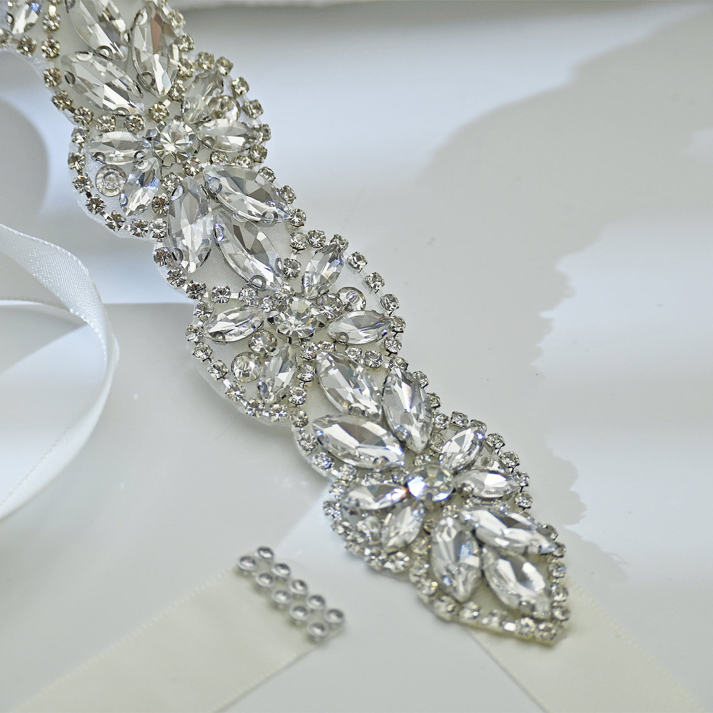 Bridella BS21 Ivory Rhinestone Belt