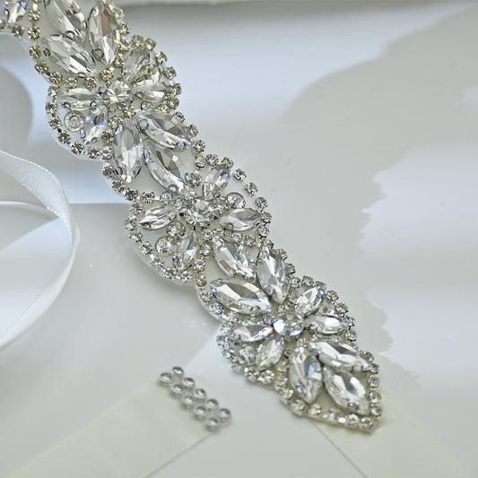 Bridella BS21 Ivory Rhinestone Belt