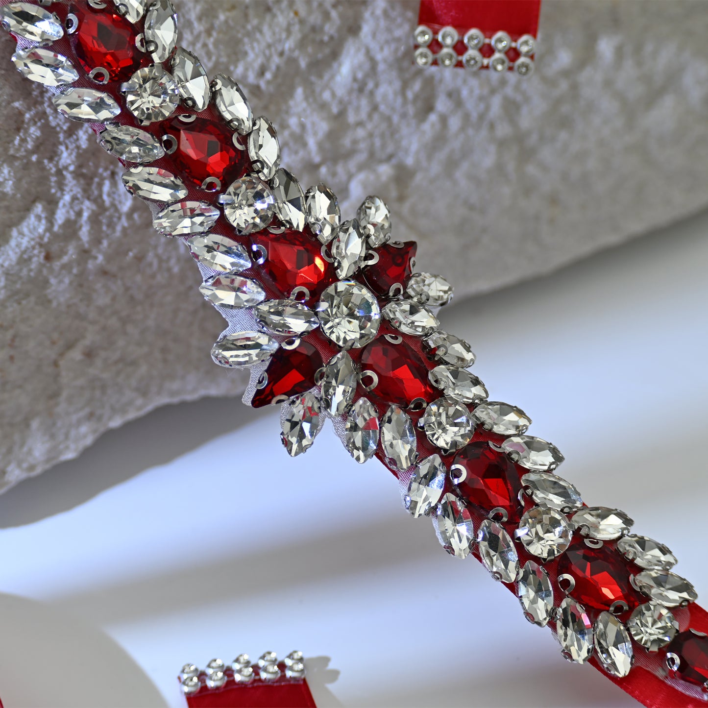 Bridella BS191R-Wine Red Burgundy Rhinestone Belt