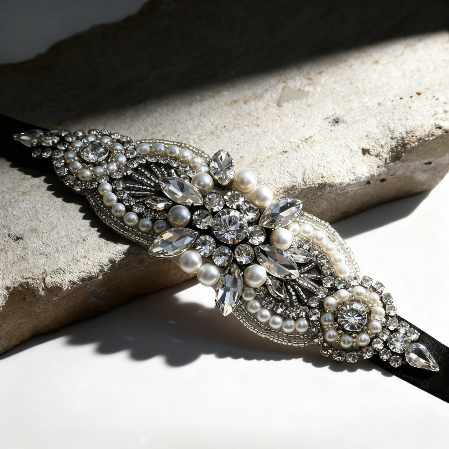 Bridella BS159 Black Rhinestone Belt