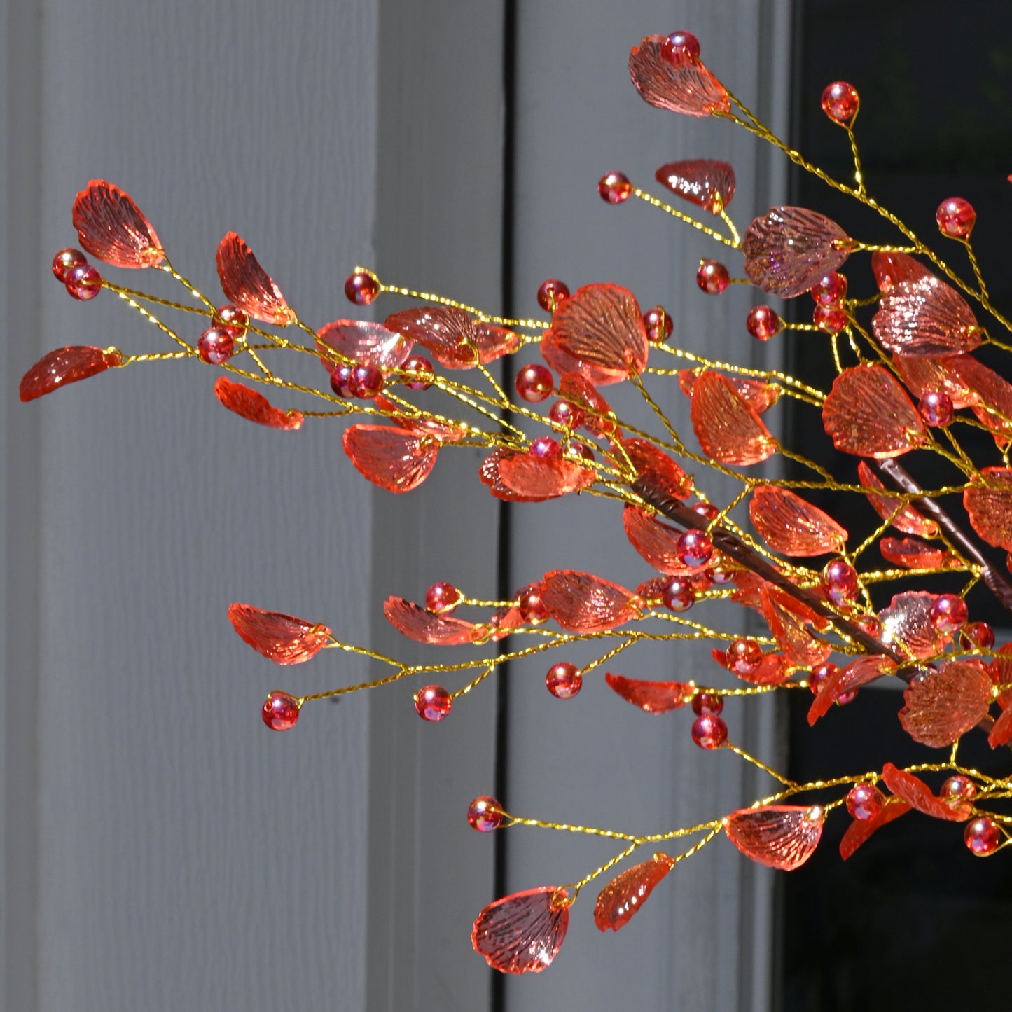 Handmade Crystal Bead Ginkgo Leaf Artificial Flower Stems K107