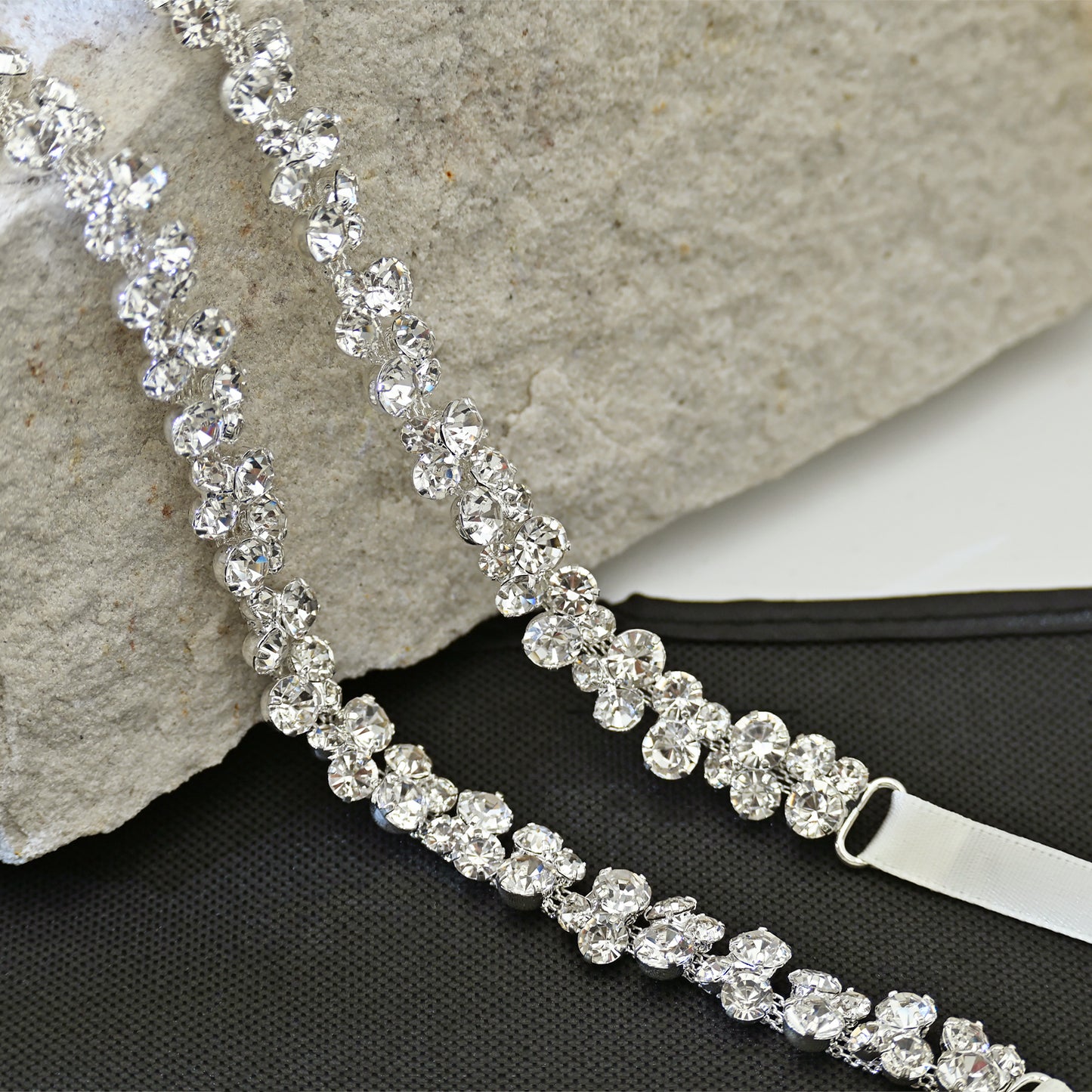 Silver Rhinestone Bridal Dress Chain Belt for Wedding - Bridella BS308