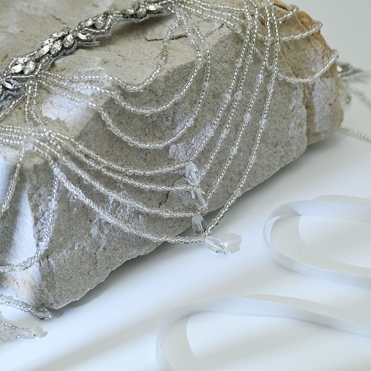 Bridella BS08 Off White Rhinestone Belt