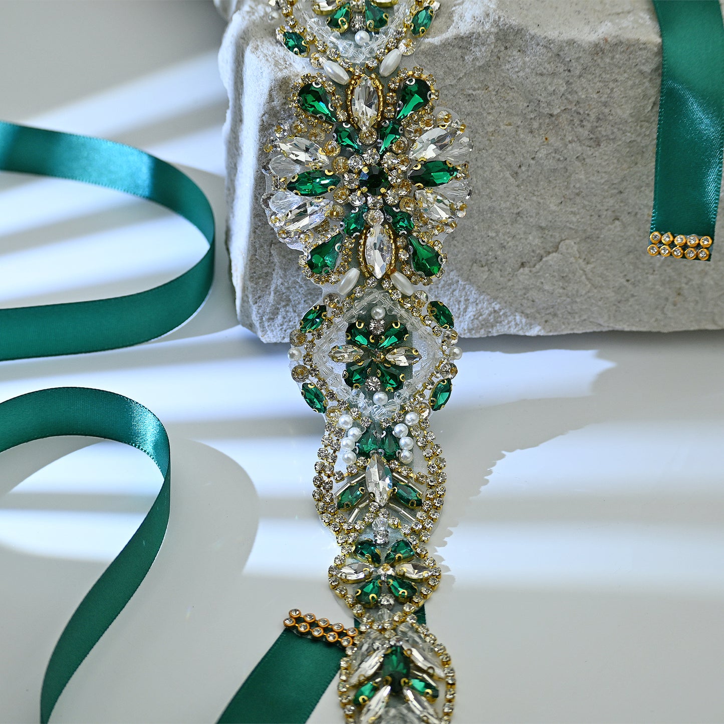Bridella BS433GKL Green Rhinestone & Pearl Accessory