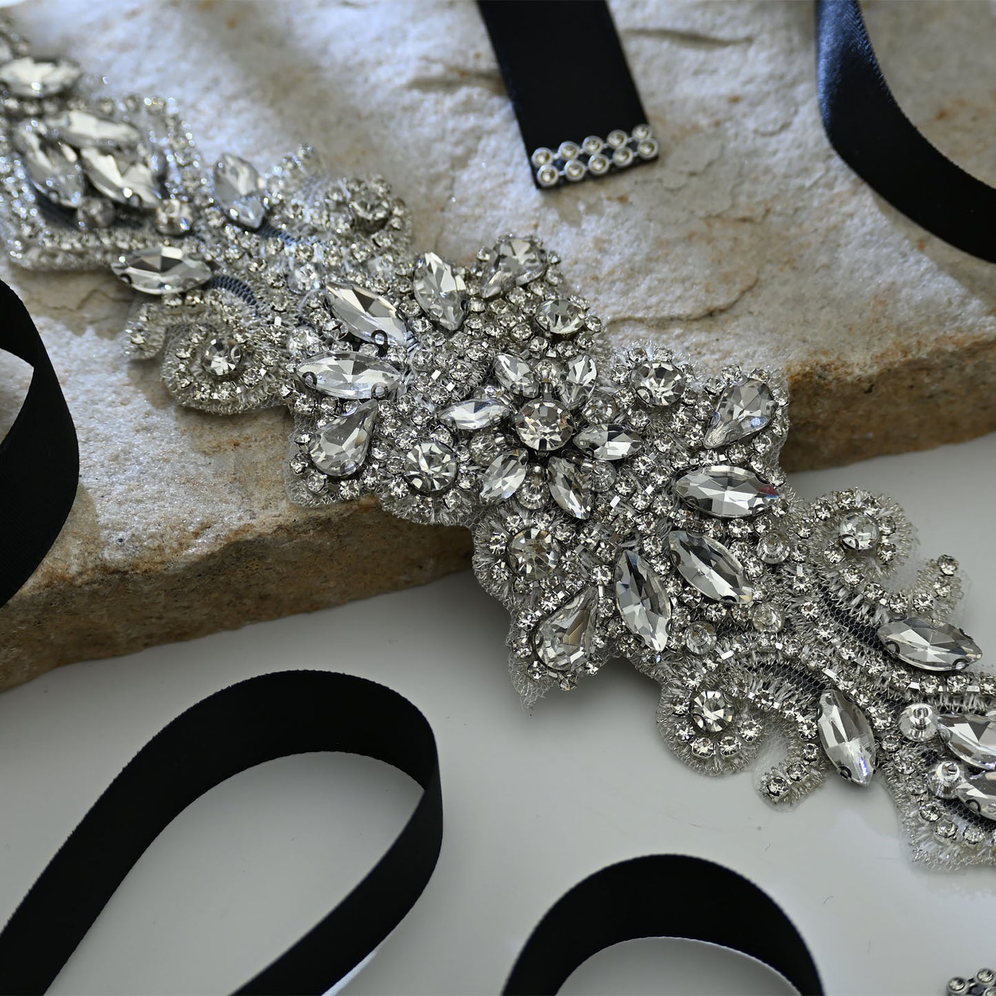 Bridella BS12 Ivory Rhinestone Belt